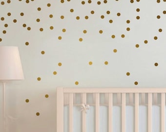 Gold Metallic Wall Vinyl Decal Dots - 2inch, 216 Decals - Peel and Stick Matte Vinyl Polka Dot Decor for Home Decoration Nursery Room