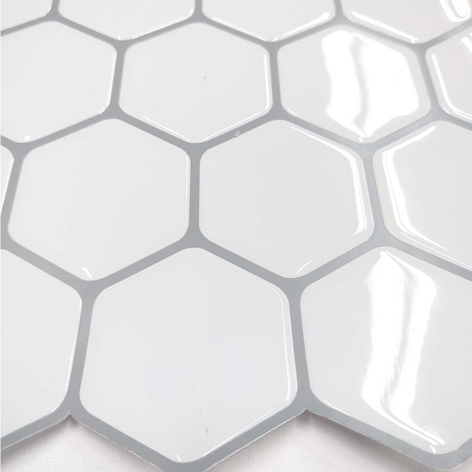 peel and stick white hexagon tile