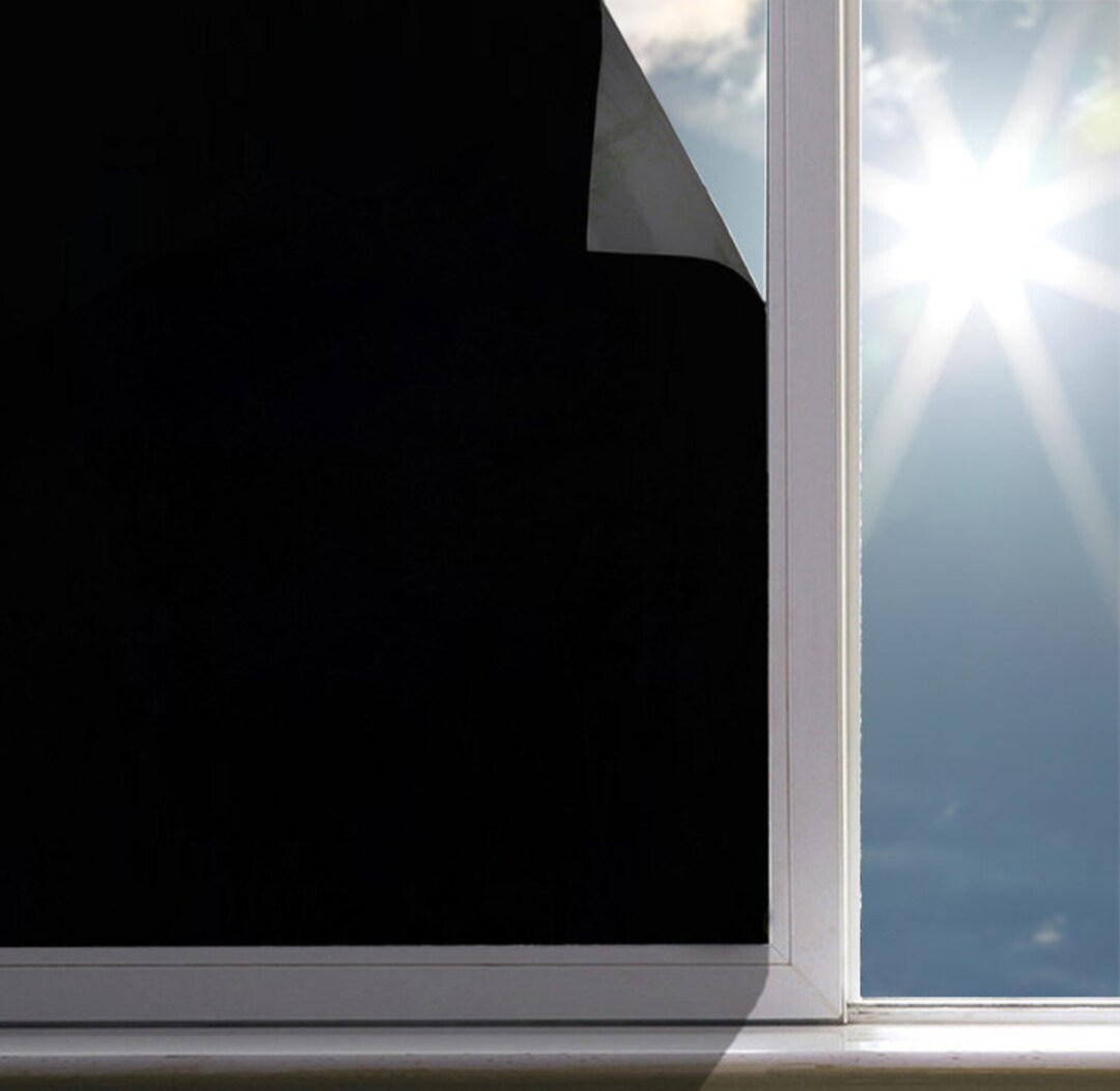 Blackout Static Cling Window Film Room Darkening Privacy Protection