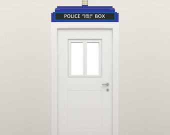 Dr Who Tardis Police Call Box Door Topper, Peel and Stick Fabric Decal