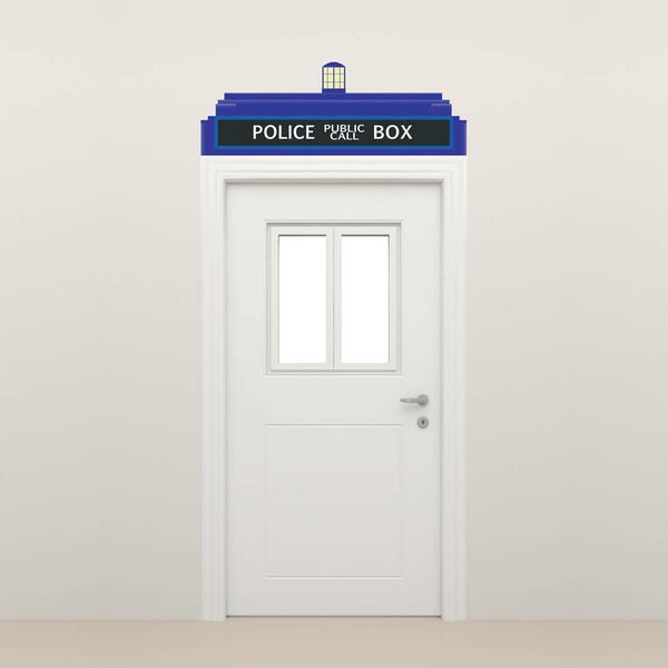 Dr Who Tardis Police Call Box Door Topper, Peel and Stick Fabric Decal