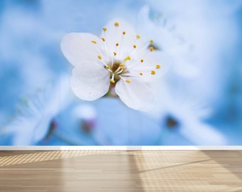 Wall Mural Flower Photography Spring blossoming, Peel and Stick Repositionable Fabric Wallpaper for Interior Home Decor