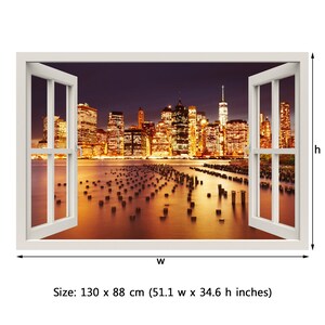 Window Frame Mural New York City Huge size Peel and Stick Fabric Illusion 3D Wall Decal Photo Sticker image 2