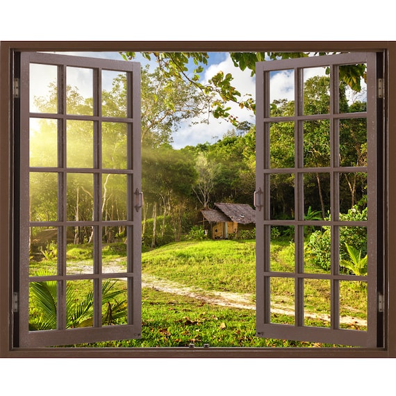 Window Frame Mural House and Garden Huge Size Peel and Etsy
