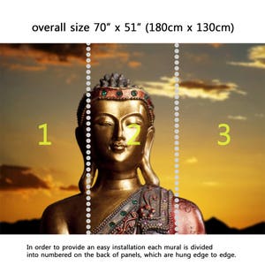 Wall Mural Buddha, Peel and Stick Repositionable Fabric Wallpaper for Interior Home Decor image 2