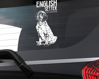 Car Window Sticker, English Setter Clear Vinyl Decal On Board for Art Print Dog Sign