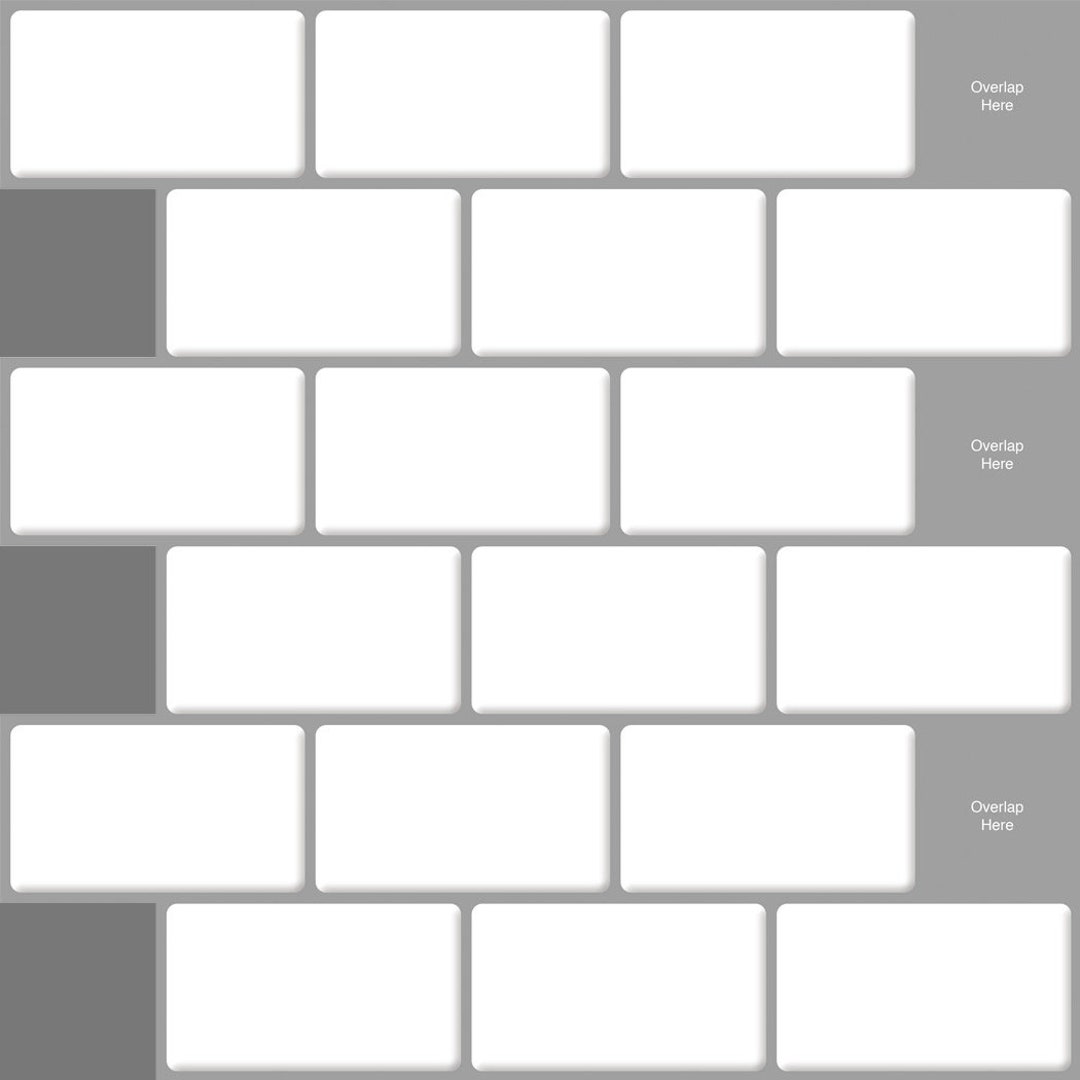 Peel and Stick Tile Stickers Pack of 5 White Subway Tiles ,self