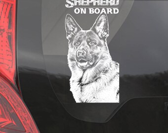 Car Window Sticker, German Shepherd Clear Vinyl Decal On Board for Art Print Dog Sign