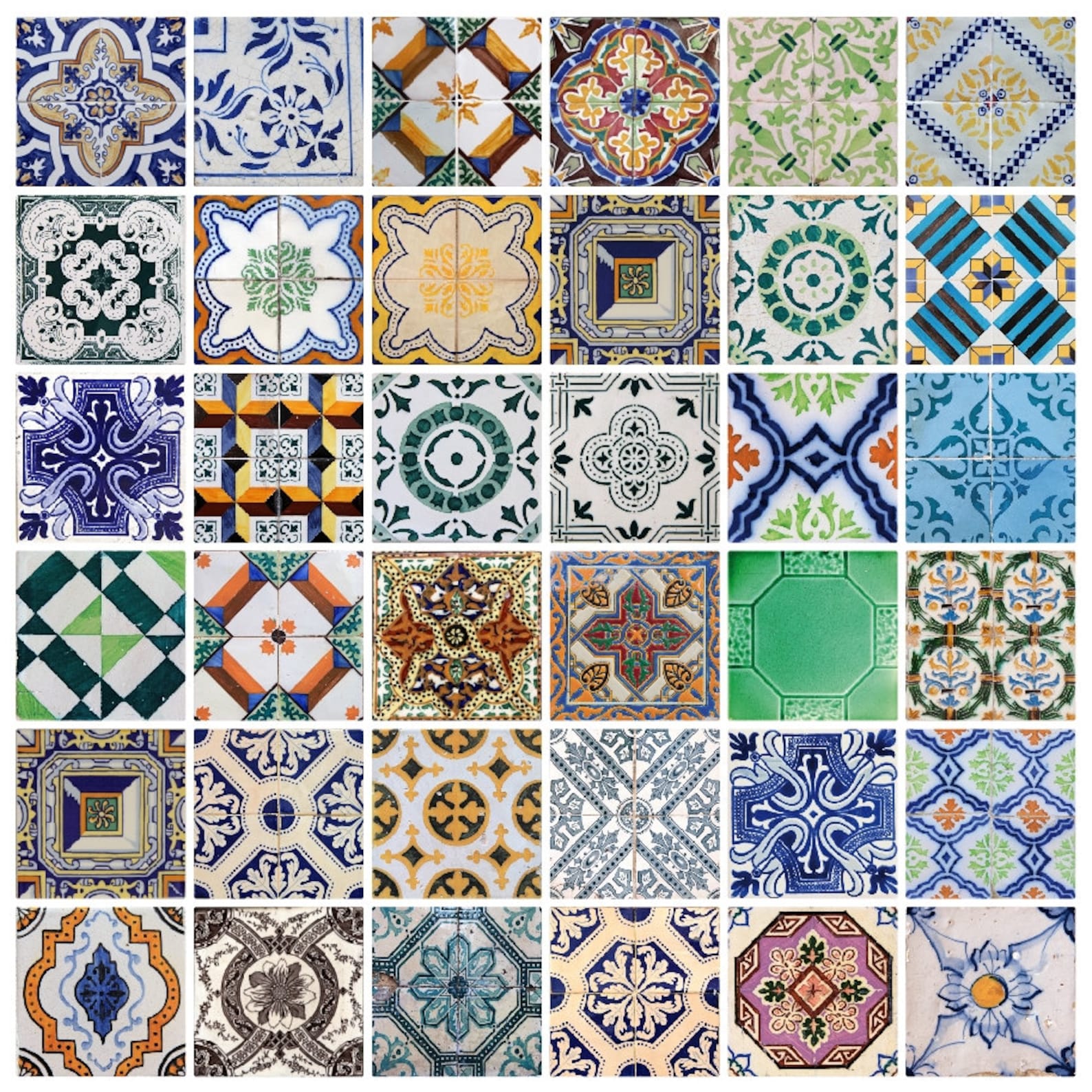Portuguese Tiles Stickers Aljustrel Pack of 36 Tiles Tile Decals Art