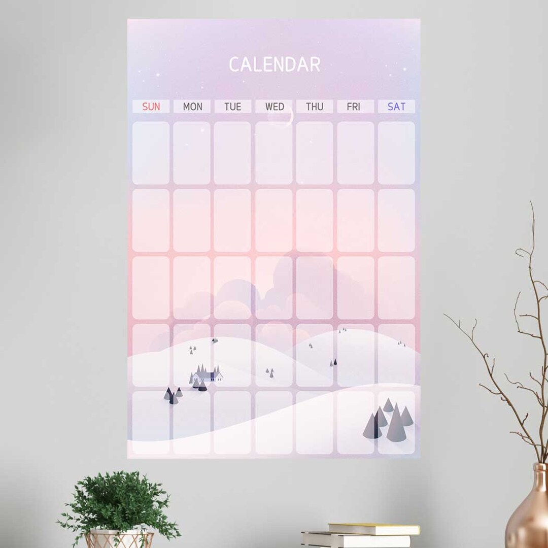 Dry Erase Calendar Peel & Stick Wall Decals Decal Dry Erase Etsy