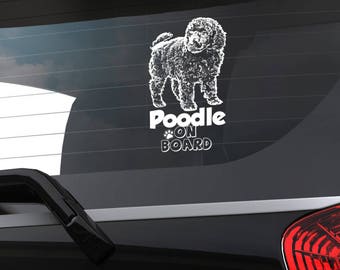 Car Window Sticker, Poodle Clear Vinyl Decal On Board for Art Print Dog Sign