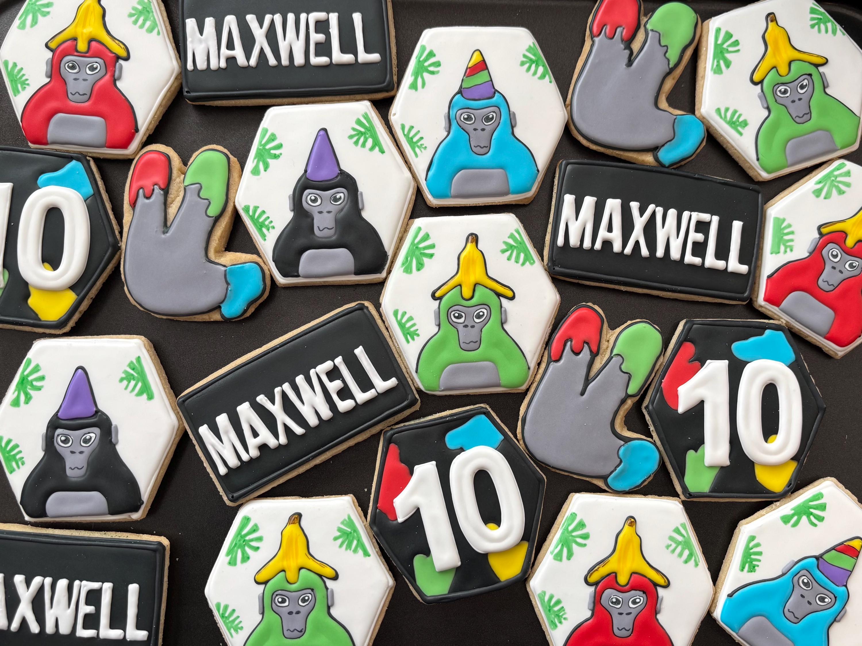 Gorilla Tag Cookies: VR Game Birthday Party Favors, Vanilla Sugar