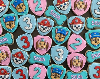 DOG x12 inspired vanilla sugar cookies - custom decorated - birthday party - puppy cookies - firefighter - boy girl party