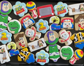 VINTAGE STORY x12 inspired  vanilla sugar cookies party supplies - telephone - spaceship - letter wood block