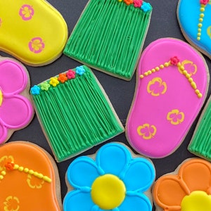 Luau Sugar Cookies: Tropical Hawaiian Party Favors (Set of 12)