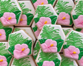 TROPICAL HIBISCUS FLOWER x12 inspired flower cookies - luau hawaiian party -new year - summer -beach party -wedding- tropical- bridal shower