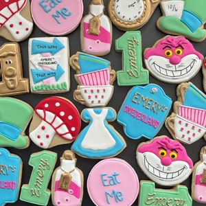 ONEDERLAND WONDERLAND FAIRY x 12 themed cookies -- birthday party - princess party - little girl - royal - magic - baby shower