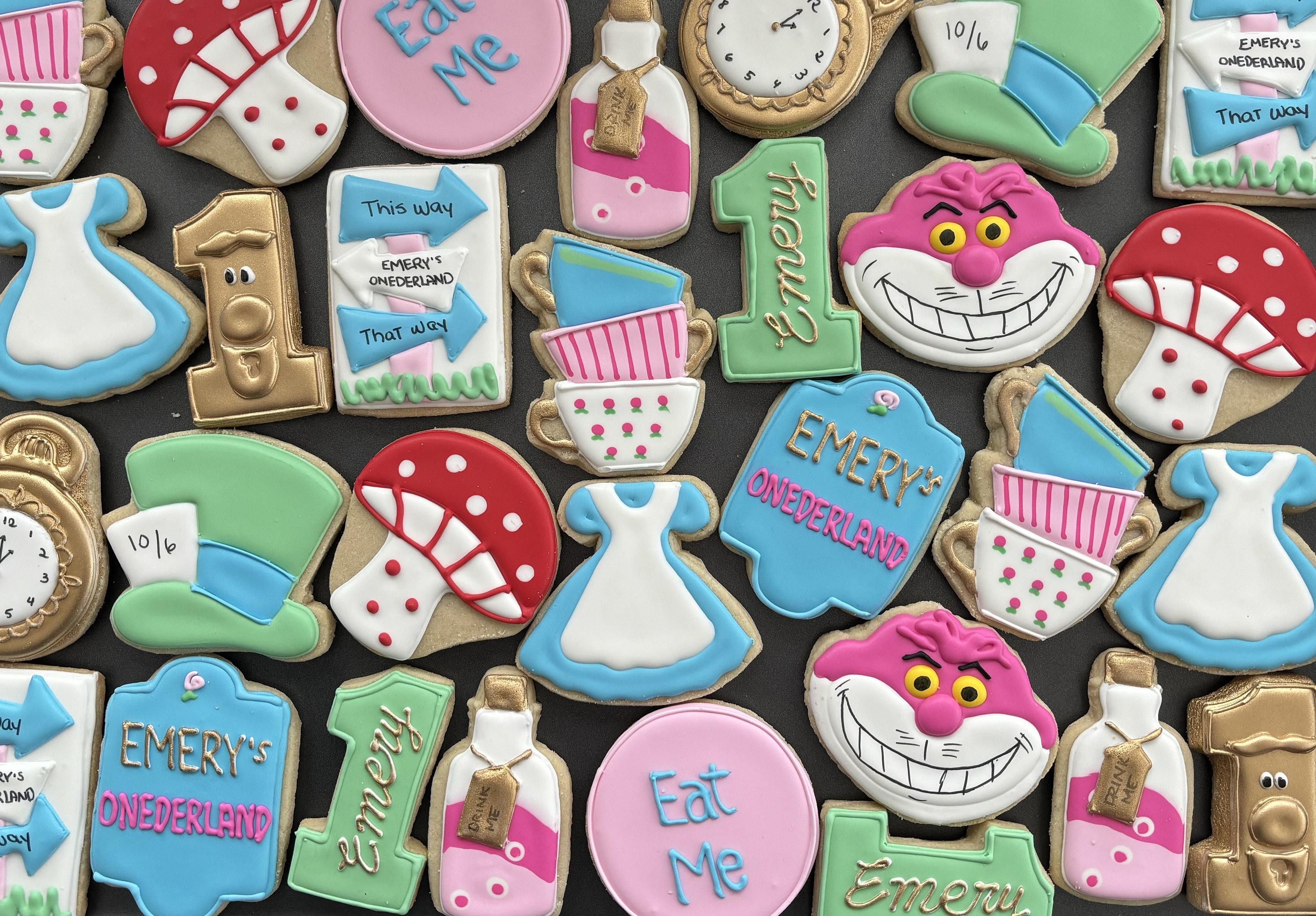 ONEDERLAND WONDERLAND FAIRY x 12 themed cookies -- birthday party - princess party - little girl - royal - magic - baby shower