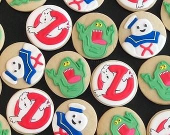 GHOSTBSTRS x12 casper inspired vanilla sugar cookies  -HALLOWEEN SLIME Themed Birthday Party - movie - favors -