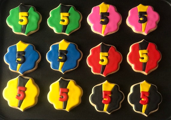 Power Rangers Cookies X12 Super Megaforce Inspired Themed Vanilla Sugar Cookies Boy Or Girl Party Samurai Masks Dino Chargers