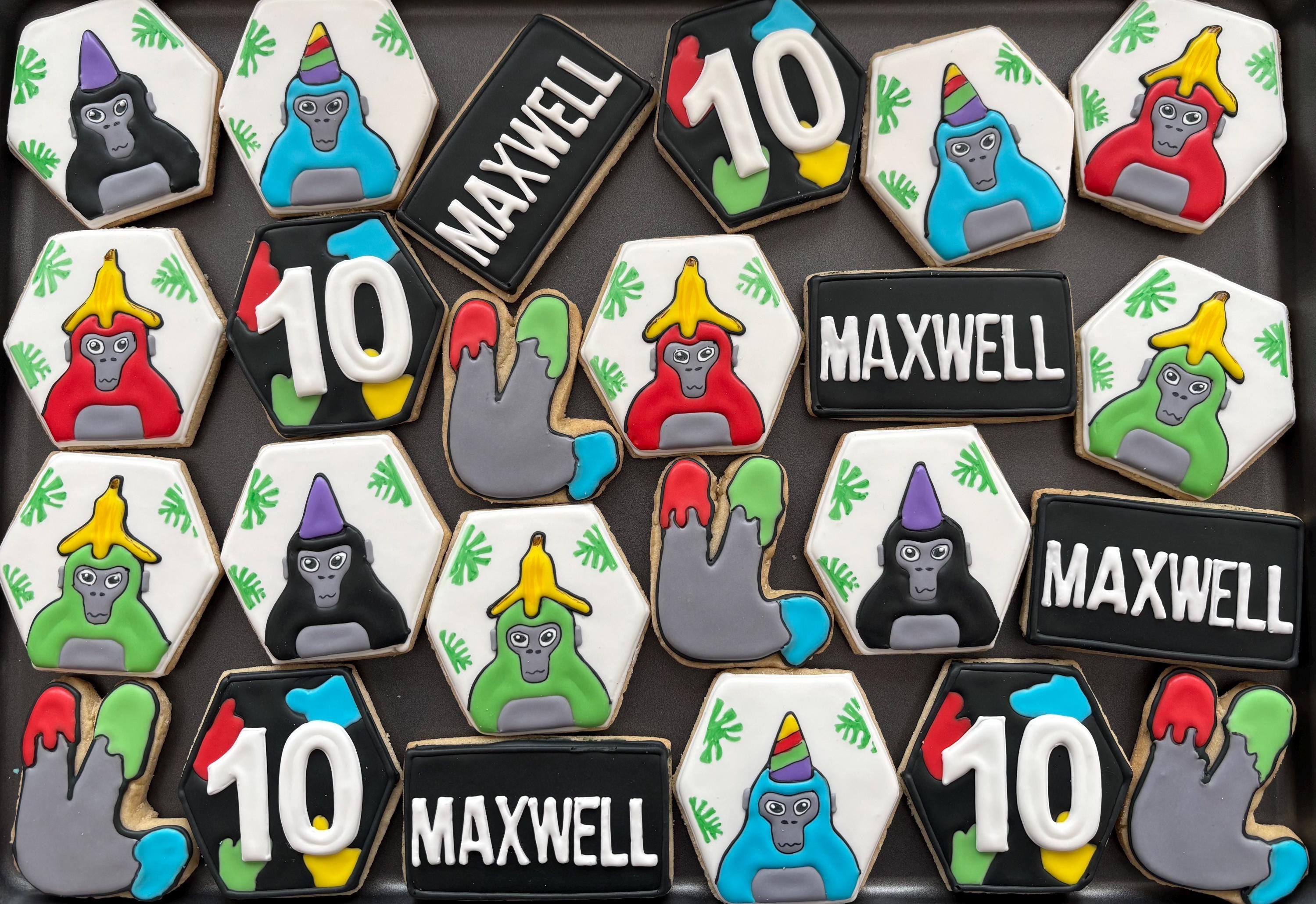 Gorilla Tag Cookies: VR Game Birthday Party Favors, Vanilla Sugar