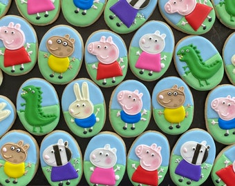 PIG FRIENDS x12 inspired vanilla sugar cookies party favor - boy / girl gift -  house and other characters available