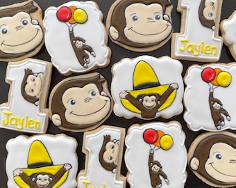 MONKEY ZOO x12 inspired cookies - go Bananas cookies - Birthday party - boy girl monkey party favors - baby shower