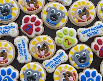 DOG PUPPY  x12 inspired decorated cookies  - kids birthday party - party favor - boy girl  - baby shower milestone party