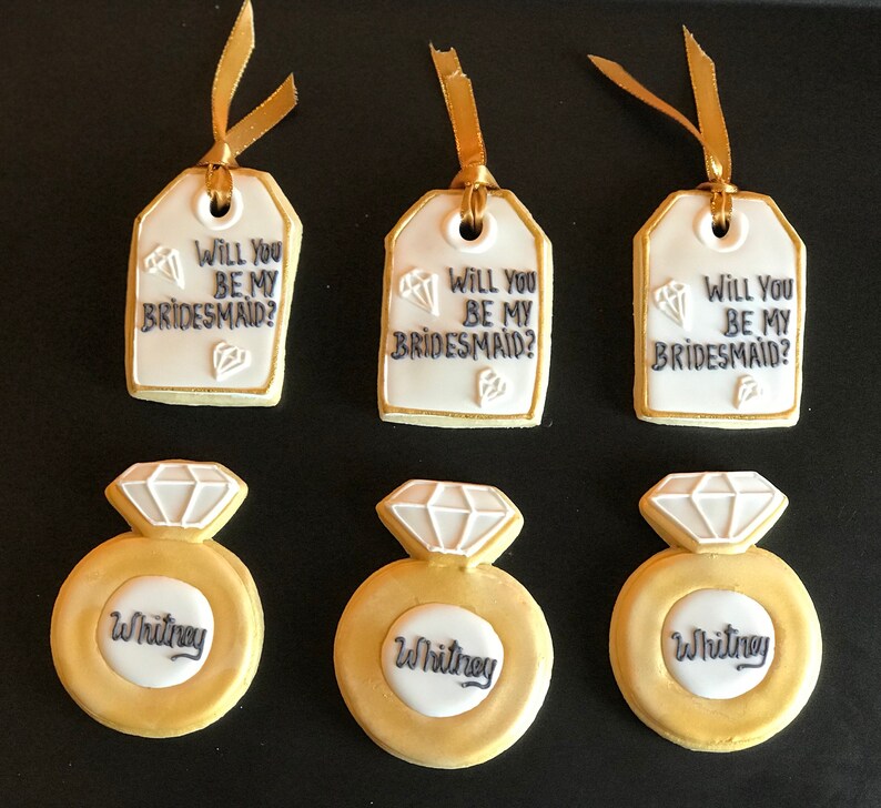 Will You Be My Bridesmaid X6 Themed Vanilla Sugar Cookies Bachelorette Wedding Theme Designs - 