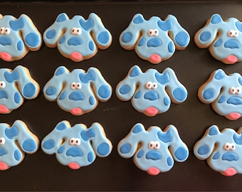 12 blues clues spotted puppy dog inspired decorated cookies - kids birthday party - party favor - boy girl - baby shower milestone paw pri