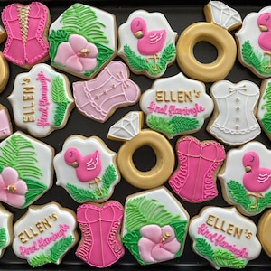 FLAMINGLE BACHELORETTE PARTY x12 inspired flower cookies - luau hawaiian party - summer -wedding- tropical- bridal