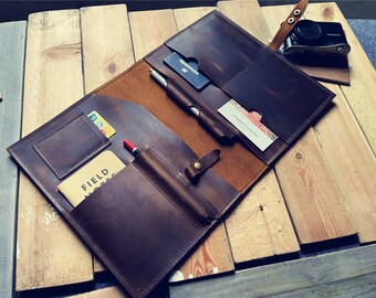 Personalized Leather Surface Laptop Sleeve: Handmade Portfolio Cover