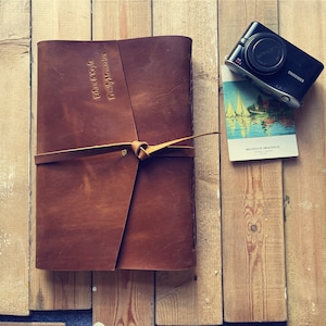 Leather Photo Album: Wedding Guest Book, Scrapbook Memory Book