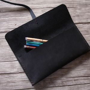 Leather Pencil Case, Personalized Pen Holder, Custom Leather Pencil Bag, Handmade Pen Pouch