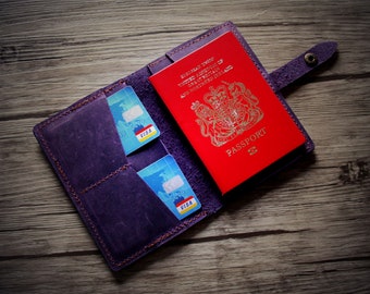 Personalized Leather Passport Cover: Hand Stitched Travel Wallet