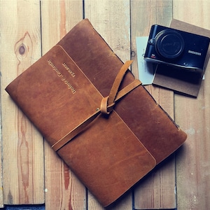 Diario de cuero personalizado, tamaño A6, A5, A4, cuaderno encuadernado en cuero, cuaderno de bocetos rayado o en blanco para hombres y mujeres, cubierta de álbum de recortes de tamaño grande o pequeño.
