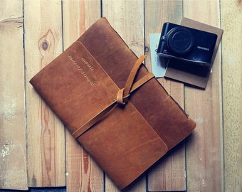 Personalized Leather Journal: Handmade Custom Lined Blank A5 A6 A4 Bound Notebook