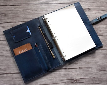 Leather 3 Ring Binder Case: Personalized A4 Portfolio A5 6 Rings Refillable Notebook Cover