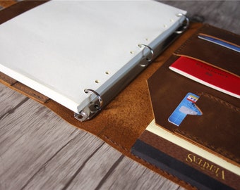 Personalized A5 Travel Journal: Refillable Leather Planner Binder