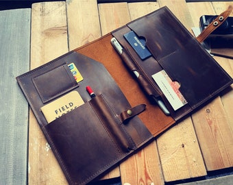 Personalized Leather Laptop Sleeve: Macbook Pro Case, Custom Portfolio Cover