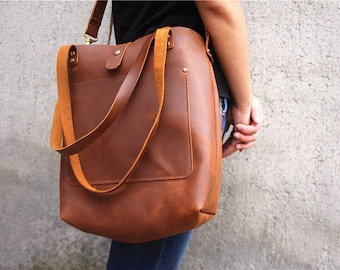 Womens leather Tote Bag, Leather Bag, Womens Crossbody Bag, Shopping Leather Bags Zipper, Macbook Bag