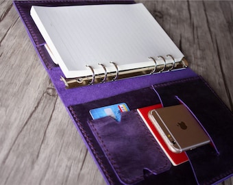 Personalized Leather Planner: Handmade A5 6 Ring Binder Weekly Monthy Daily Plan