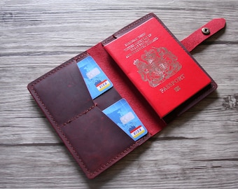 Titular del pasaporte de cuero, cubierta de pasaporte personalizada, cubierta del cuaderno de Moleskine, cubiertas de notas de campo, caja de regalo de viaje del monedero del pasaporte personalizado