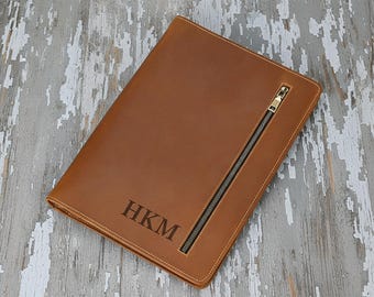 Custom Leather Portfolio Binder 3 Rings A4 Zippered Organizer Case Work Document Padfolio Folder