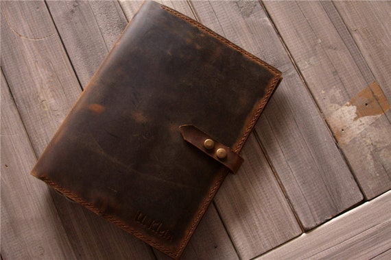Embossed Brown Leather Portfolio Bag – LeatherNeo