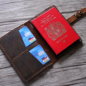 Cartera de pasaporte de cuero, titular de la cubierta del pasaporte personalizado, cubiertas de notas de campo de moleskine notebook, estuche de regalo de viaje de la cartera del pasaporte personalizado