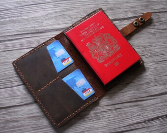 Cartera de pasaporte de cuero, titular de la cubierta del pasaporte personalizado, cubiertas de notas de campo de moleskine notebook, estuche de regalo de viaje de la cartera del pasaporte personalizado