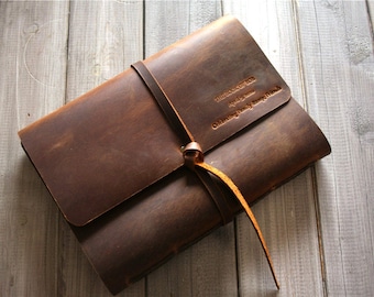 Leather Scrapbook Album: Personalized Wedding Photo Book, Memory Baby Pet Travel