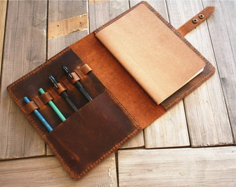 Hand Stitched Leather Journal Cover: Refillable A5 Moleskine Notebook
