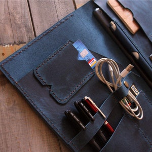 Organisateur en cuir, Portefeuille en cuir, Support de documents pour femmes, Dossier en cuir Folio pour hommes, A4 Padfolio Pouch Travel Case
